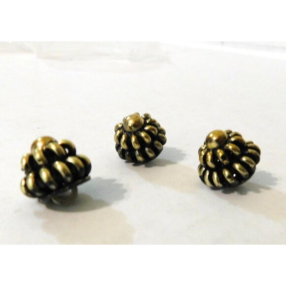 Vintage Gold Tone Dome Buttons Set Of 3 Unique Acrylic Design - Picture 3 of 5